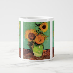 Drie zonnebloemen in een vaas door Vincent van Gog Grote Koffiekop