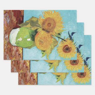 Drie zonnebloemen in een vaas door Vincent van Gog Inpakpapier Vel
