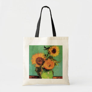 Drie zonnebloemen in een vaas door Vincent van Gog Tote Bag
