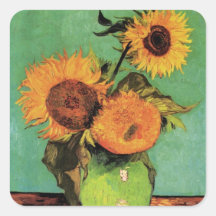 Drie zonnebloemen in een vaas door Vincent van Gog