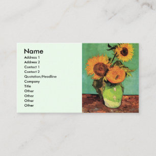 Drie zonnebloemen in een vaas door Vincent van Gog Visitekaartje