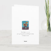 Drie zonnebloemen in een vaas kaart (Achterkant)