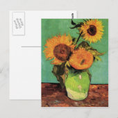 Drie zonnebloemen in een Vaas van Van Gogh Briefkaart (Voorkant / Achterkant)