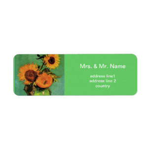 Drie zonnebloemen in een vaas Vincent van Gogh Etiket