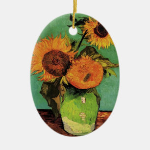 Drie zonnebloemen in een vaas Vincent van Gogh Keramisch Ornament