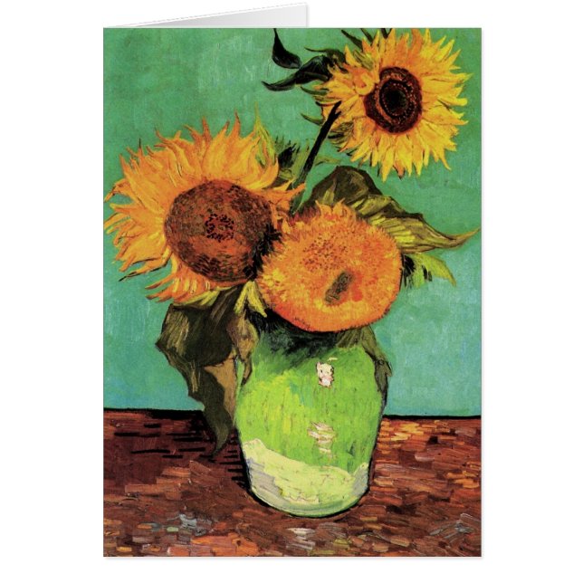 Drie zonnebloemen in een Vase door Vincent van Gog (Voorkant)