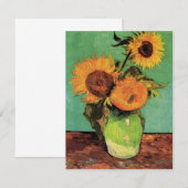 Drie zonnebloemen in een Vase door Vincent van Gog (Voorkant / Achterkant)