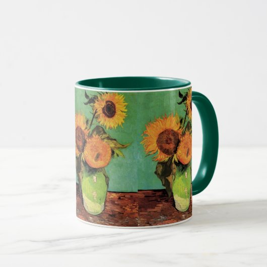 Drie zonnebloemen in een Vase door Vincent van Gog Mok (Voorkant rechts)