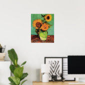 Drie zonnebloemen in een Vase door Vincent van Gog Poster (Thuiskantoor)
