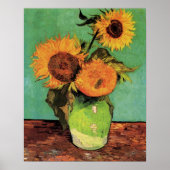 Drie zonnebloemen in een Vase door Vincent van Gog Poster (Voorkant)