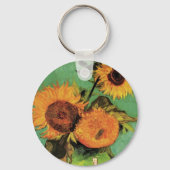 Drie zonnebloemen in een Vase door Vincent van Gog Sleutelhanger (Achterkant)