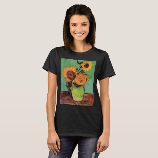 Drie zonnebloemen in een Vase door Vincent van Gog T-shirt (Voorkant volledig)