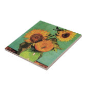 Drie zonnebloemen in een Vase door Vincent van Gog Tegeltje (Zijkant)