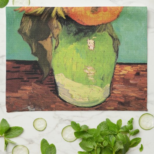 Drie zonnebloemen in een Vase door Vincent van Gog Theedoek (Gevouwen)