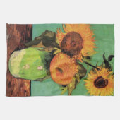 Drie zonnebloemen in een Vase door Vincent van Gog Theedoek (Horizontaal)