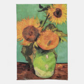 Drie zonnebloemen in een Vase door Vincent van Gog Theedoek (Verticaal)