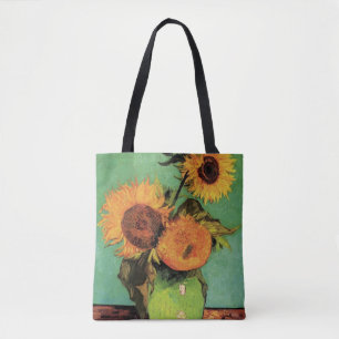 Drie zonnebloemen in een Vase door Vincent van Gog Tote Bag