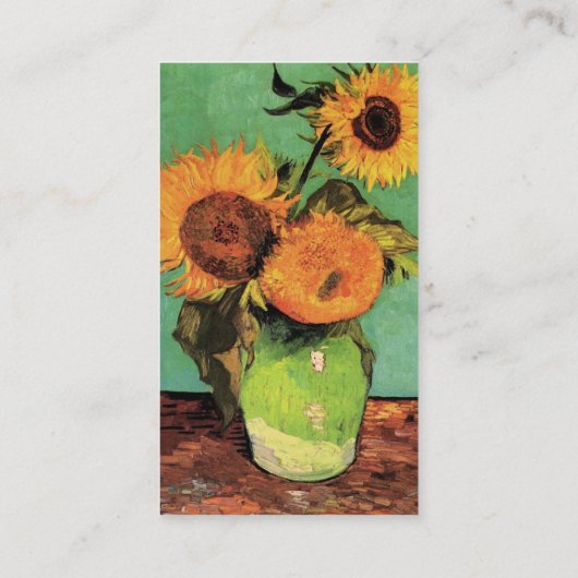 Drie zonnebloemen in een Vase door Vincent van Gog Visitekaartje (Achterkant)