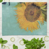 Drie zonnebloemen in een Vase(F453) Van Gogh Fine  Theedoek (Gevouwen)