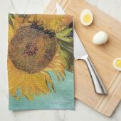 Drie zonnebloemen in een Vase(F453) Van Gogh Fine  Theedoek (Quarter Fold)