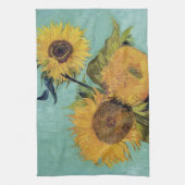 Drie zonnebloemen in een Vase(F453) Van Gogh Fine  Theedoek (Verticaal)