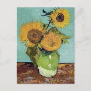 Drie Zonnebloemen in Fine Art. een van de Vaas Briefkaart