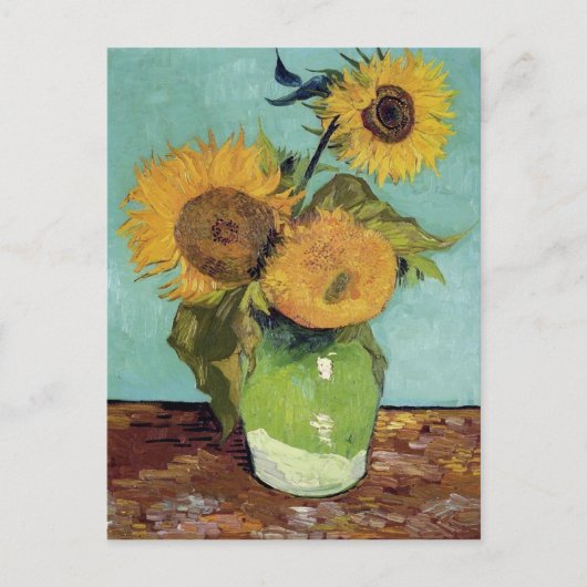 Drie Zonnebloemen in Fine Art. een van de Vaas Briefkaart (Voorkant)