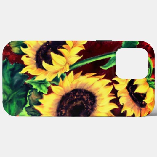 Drie Zonnebloemen iPhone Case (Achterkant (horizontaal))