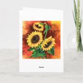 Drie Zonnebloemen Jubileum Kaart (Achterkant)