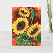 Drie Zonnebloemen Jubileum Kaart (Voorkant)