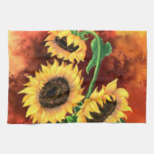 Drie Zonnebloemen Keukenhanddoek (Horizontaal)