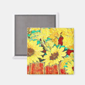 Drie zonnebloemen magneet (Voorkant / Achterkant)