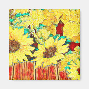 Drie zonnebloemen magneet