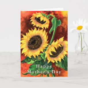 Drie Zonnebloemen Moederdag Kaart