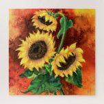 Drie zonnebloemen Puzle Painting Legpuzzel<br><div class="desc">Mooie drie zonnebloemen - gemanipuleerd kunstschilderend Collectie</div>