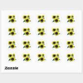 Drie zonnebloemen ronde sticker (Vel)