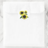 Drie zonnebloemen ronde sticker (Tas)
