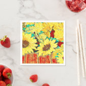 Drie zonnebloemen servet (Insitu)