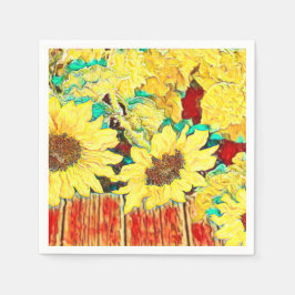 Drie zonnebloemen servet