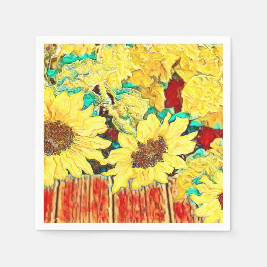 Drie zonnebloemen servet (Voorkant)