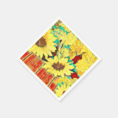 Drie zonnebloemen servet (Hoek)