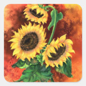 Drie zonnebloemen - Sticker (Voorkant)
