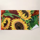 Drie zonnebloemen strand-handdoeken strandlaken (Voorkant)