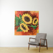 Drie Zonnebloemen Tapestry - Schilderij Wandkleed (In Situ (horizontaal))