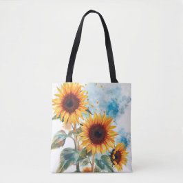 Drie zonnebloemen tote bag