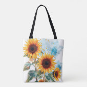 Drie zonnebloemen tote bag (Achterkant)