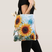 Drie zonnebloemen tote bag (Dichtbij)