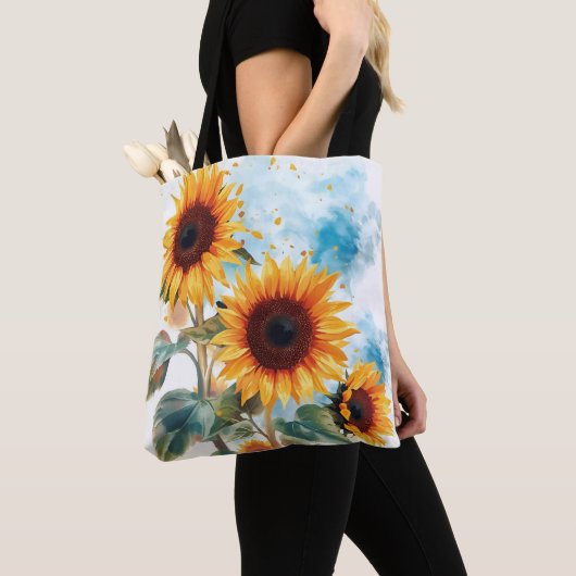 Drie zonnebloemen tote bag (Dichtbij)