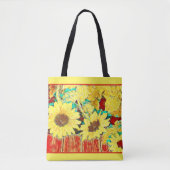 Drie zonnebloemen tote bag (Voorkant)