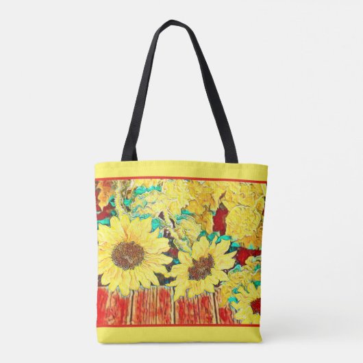 Drie zonnebloemen tote bag (Achterkant)